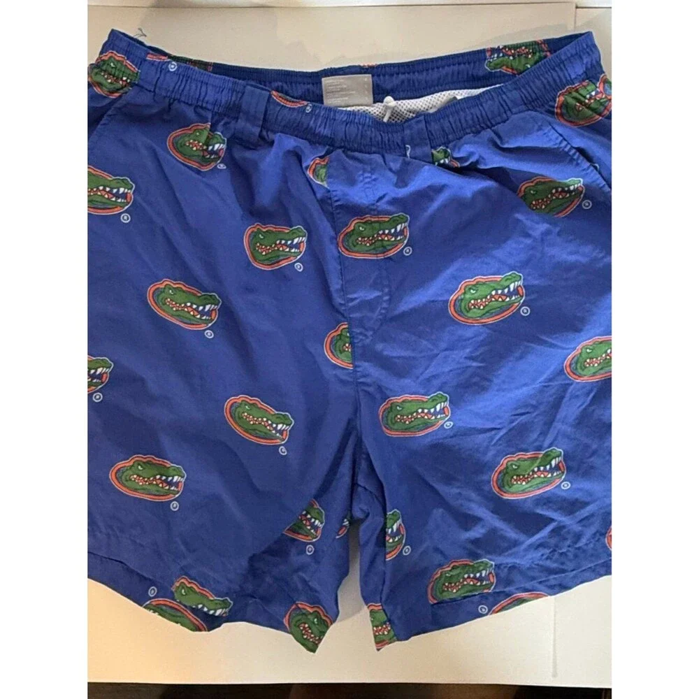 Columbia PFG Florida Gators Swim Trunks Mens Large Blue All Over Print Shorts NC